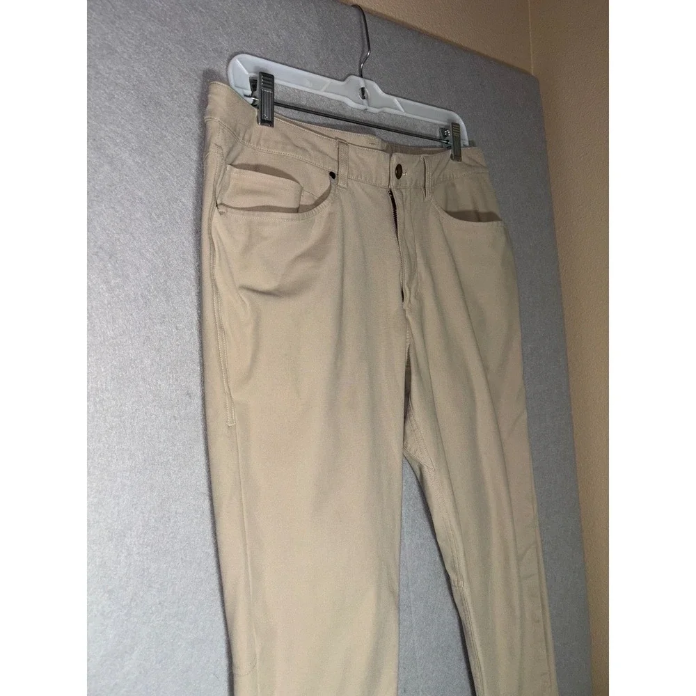 Lululemon Mens Commission‎ Slim Fit Warpstreme Pants Tan Khaki 34x32 Activewear
